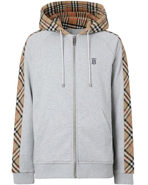 burberry zip hoodie grau|Burberry vintage check zipped hoodie.